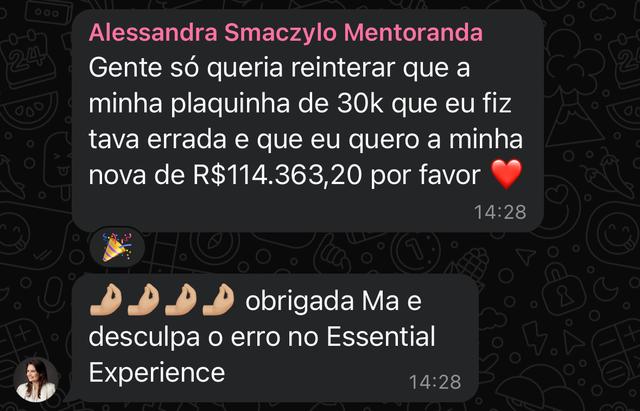 Print de Alessandra: quero minha plaquinha nova de R$ 114.363,20
